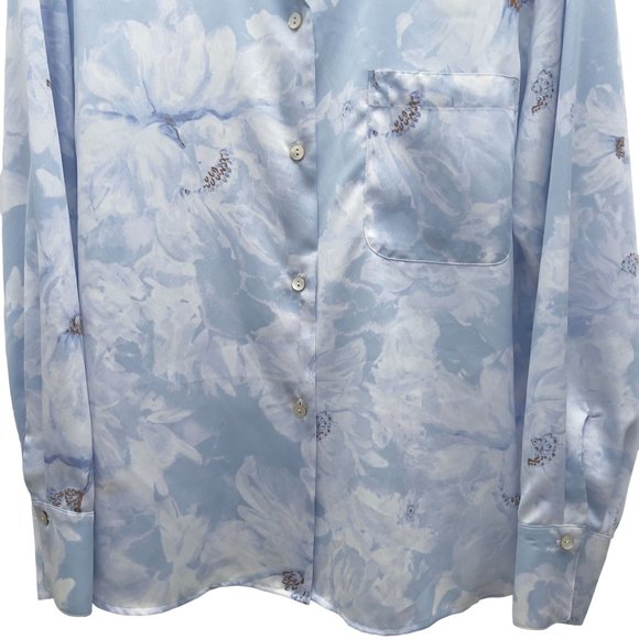 VINCE - Painted Magnolia Band Collar Blouse - V651012321 - Size L (NWOT) - Picture 6 of 12